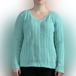 Mint Green Cable Knit Sweater